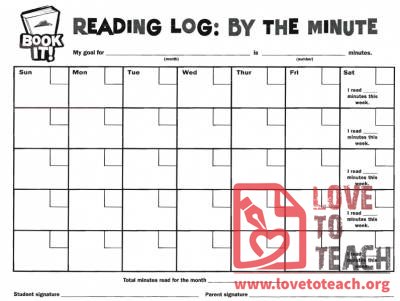 Book It Reading Log: By the Minute