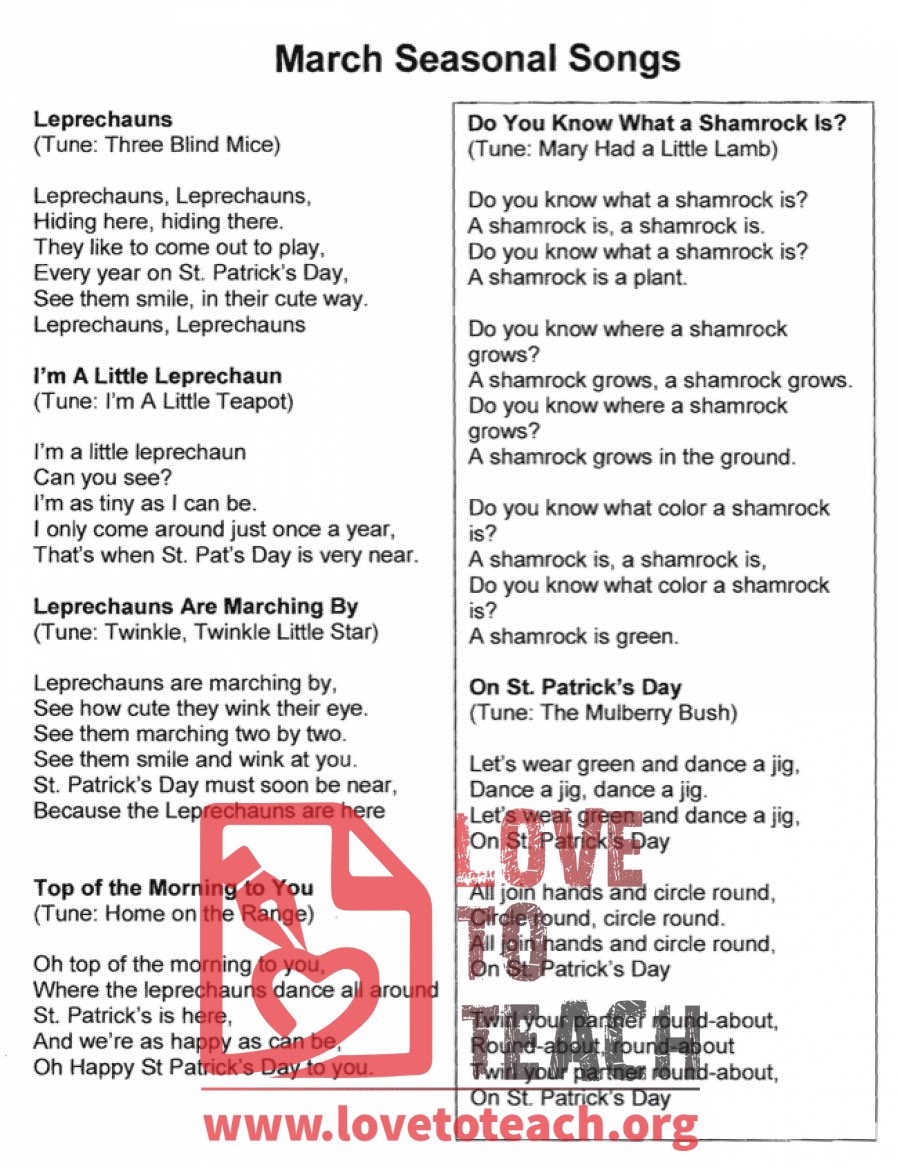 St. Patrick&#039;s Day Songs