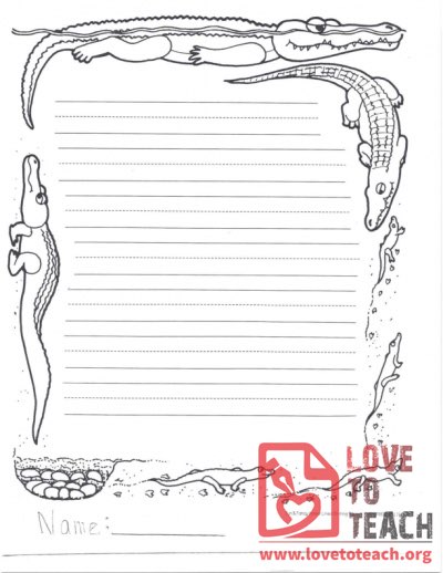 Lined Writing Paper Alligator