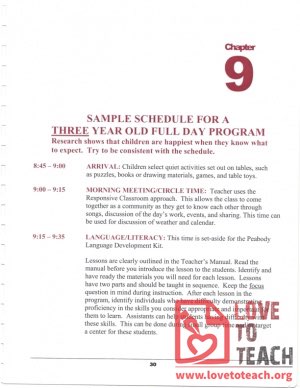 Preschool Handbook - Full-Day Schedule for 3 &amp; 4 Year Old
