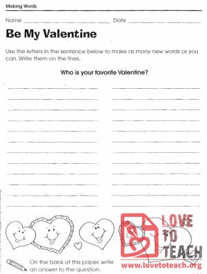 Valentine&#039;s Day Making Words Activity