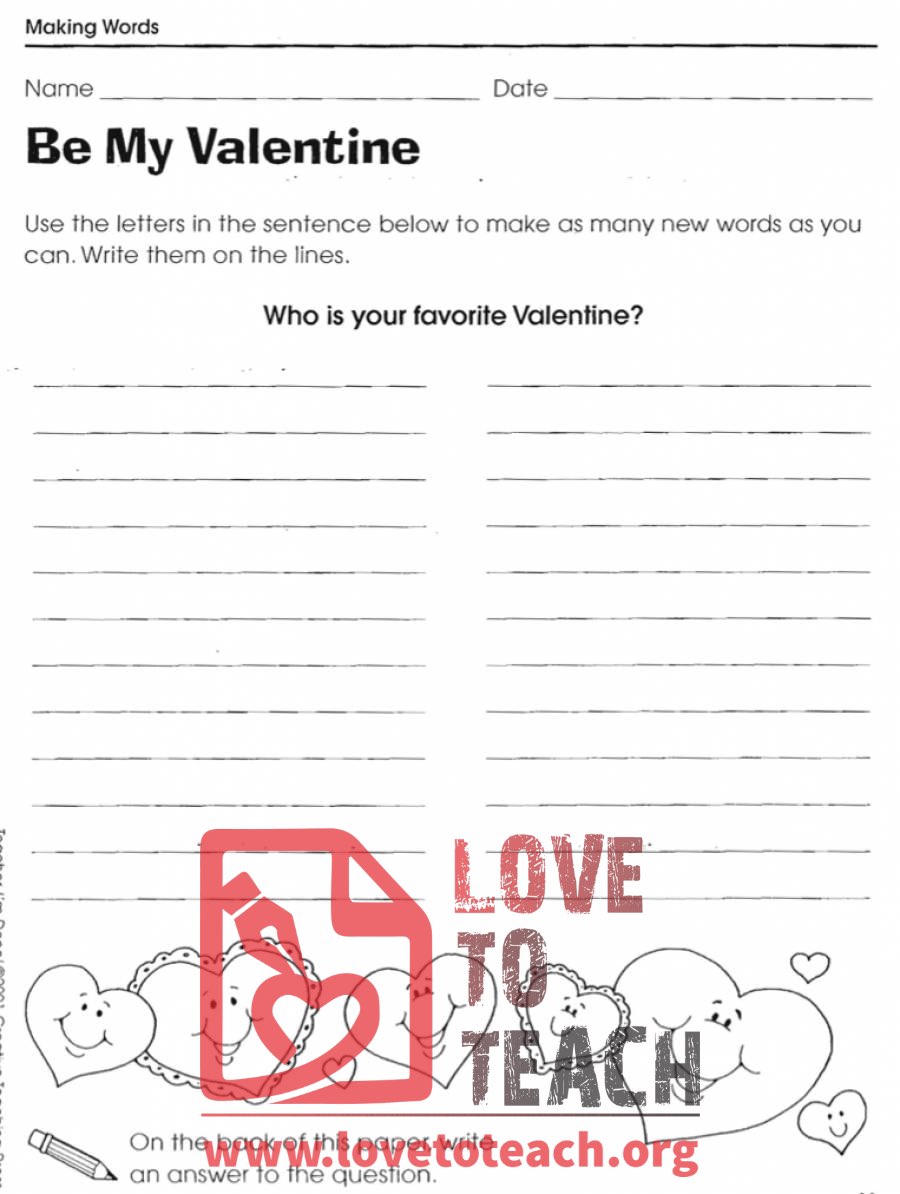 Valentine&#039;s Day Making Words Activity