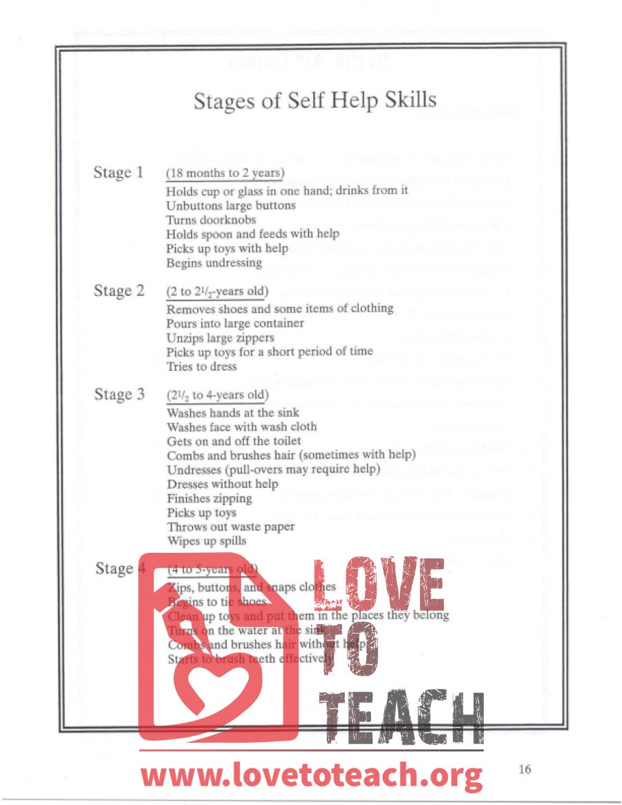 Stages of Self-Help Skills