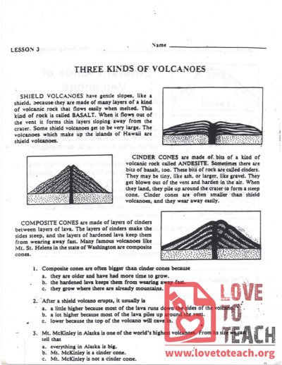 Three Kinds of Volcanoes