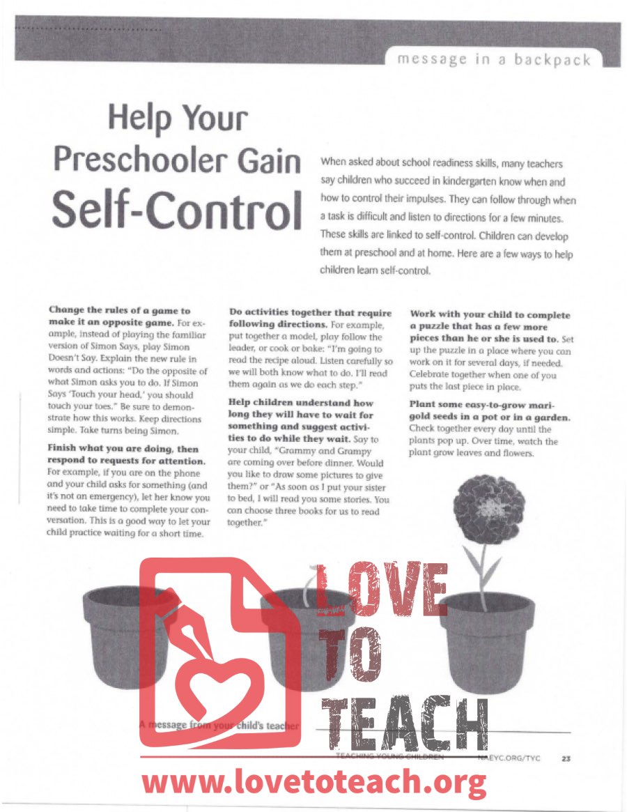 Help Your Preschooler Gain Self-Control