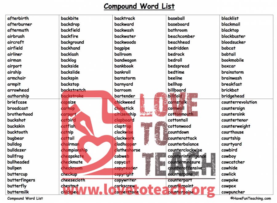 Compound Word List