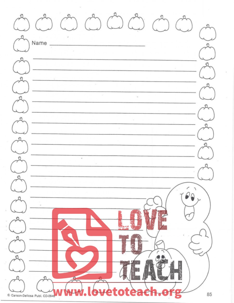 Halloween-Themed Lined Paper