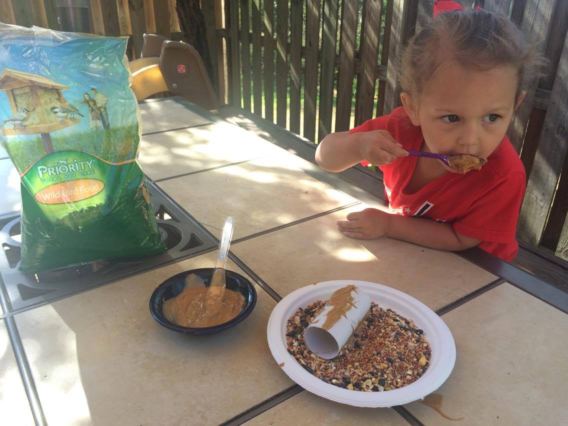 G sampling some peanut butter