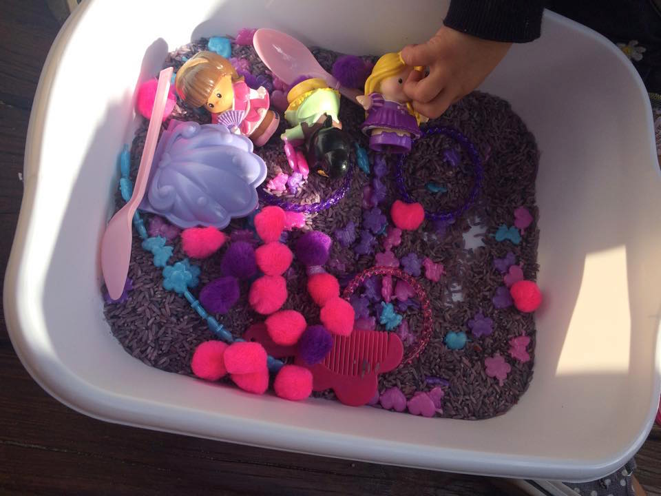 princess sensory bin