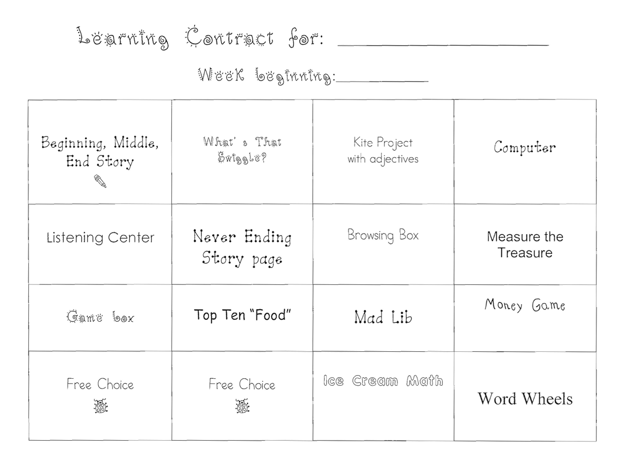 Learning Center Contract Sample