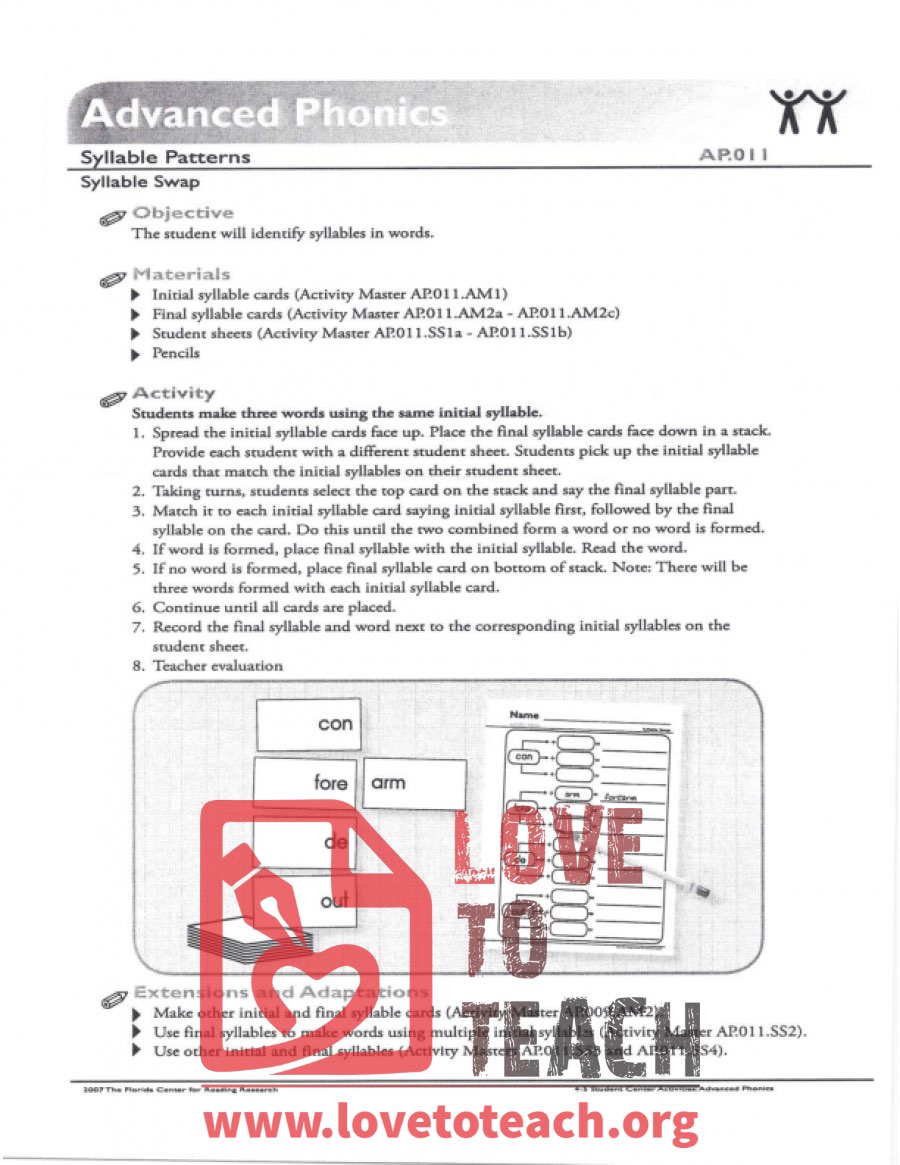 Advanced Phonics - Syllable Swap