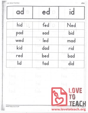 CVC Word Families - ad, ed, id