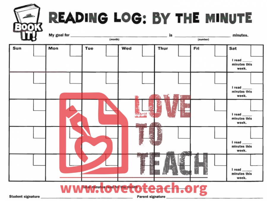 Book It Reading Log: By the Minute