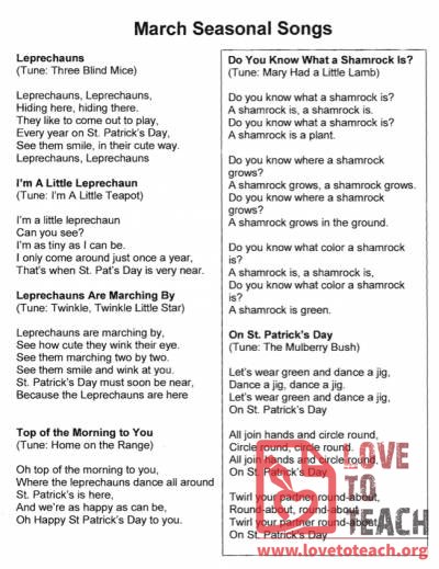 St. Patrick&#039;s Day Songs