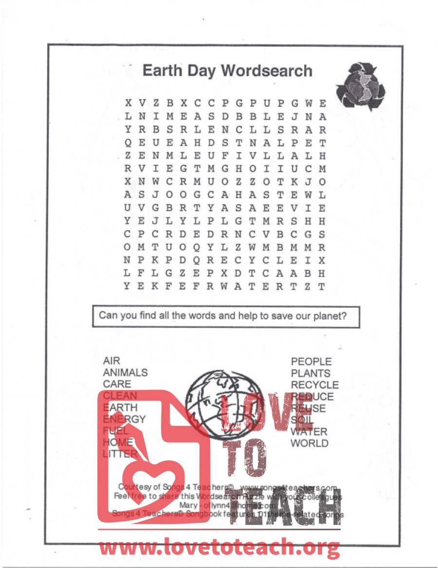 Earth Day Word Search - Difficult