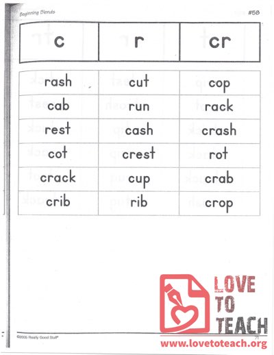 Beginning Blends - c, r, cr