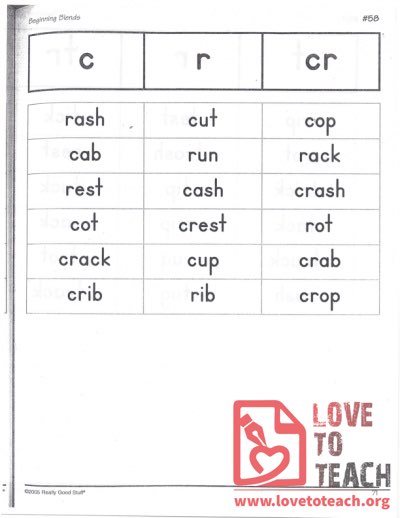 Beginning Blends - c, r, cr