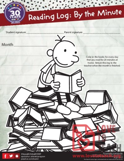 Diary of a Wimpy Kid Minute Reading Log