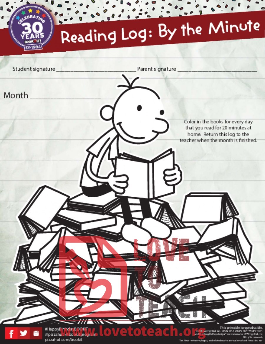Diary of a Wimpy Kid Minute Reading Log