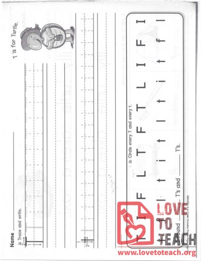 T - Letter Formation Practice Pages