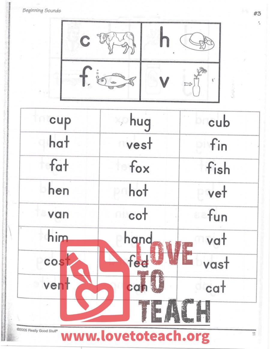 Beginning Sounds - C, H, F, V