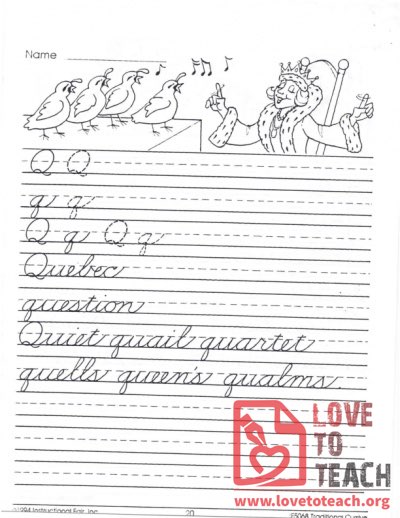 Traditional Cursive - Q