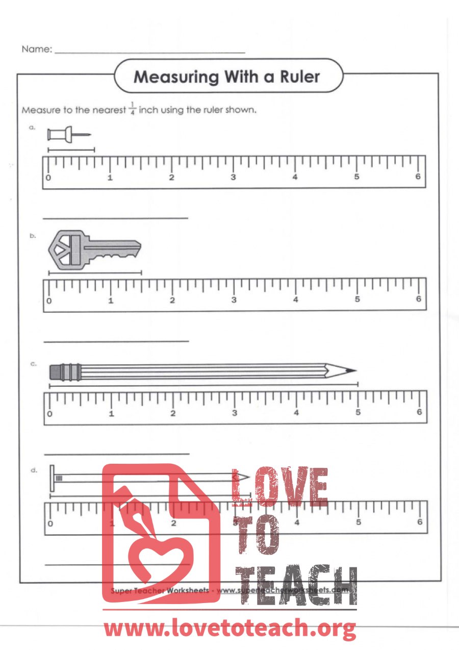 Measuring with a Ruler (with Answer Key)  LoveToTeach.org In Measuring Units Worksheet Answer Key