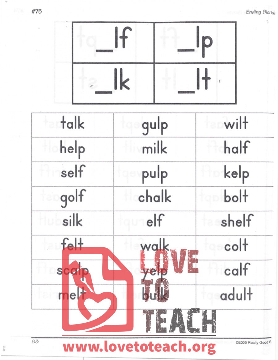 Ending Blends - _lf, _lp, _lk, _lt