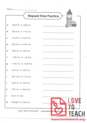 Elapsed Time Practice (with Answer Key)