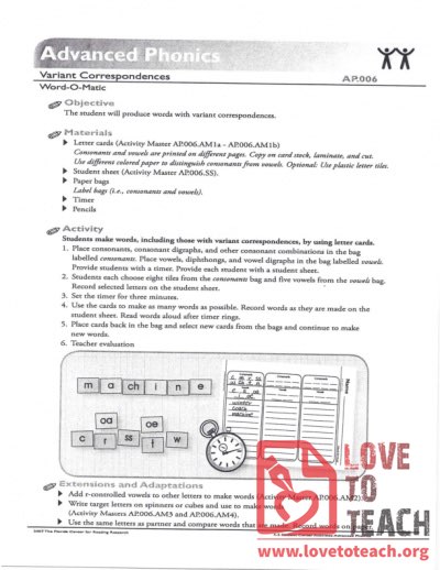 Advanced Phonics - Word-O-Matic