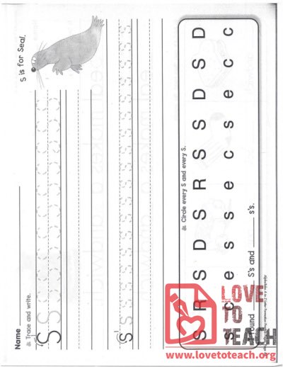 S - Letter Formation Practice Pages