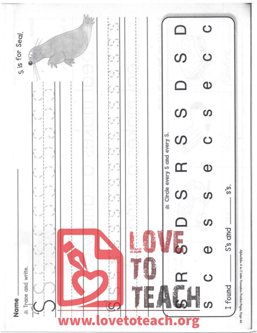 S - Letter Formation Practice Pages