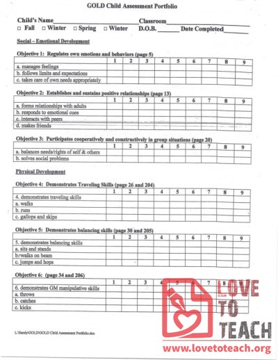 GOLD Child Assessment Portfolio