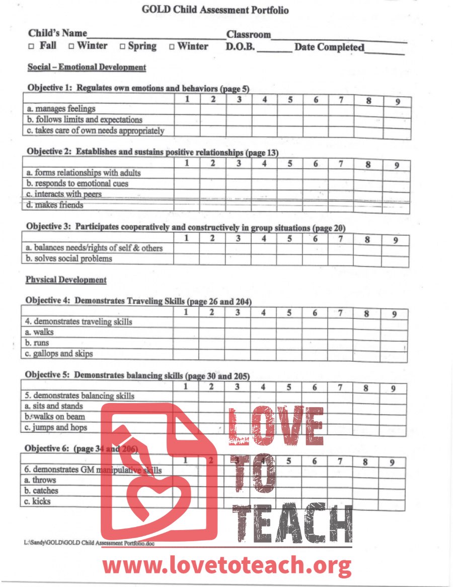 GOLD Child Assessment Portfolio