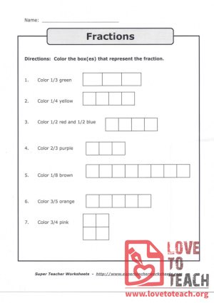 Fractions - (Coloring) (with Answer Key)