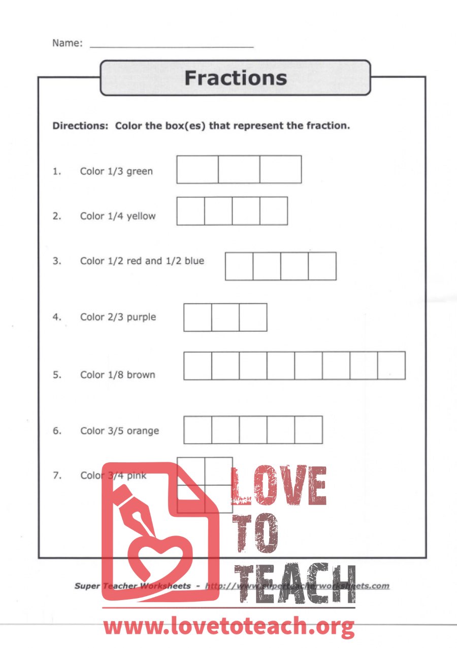 Fractions - (Coloring) (with Answer Key)