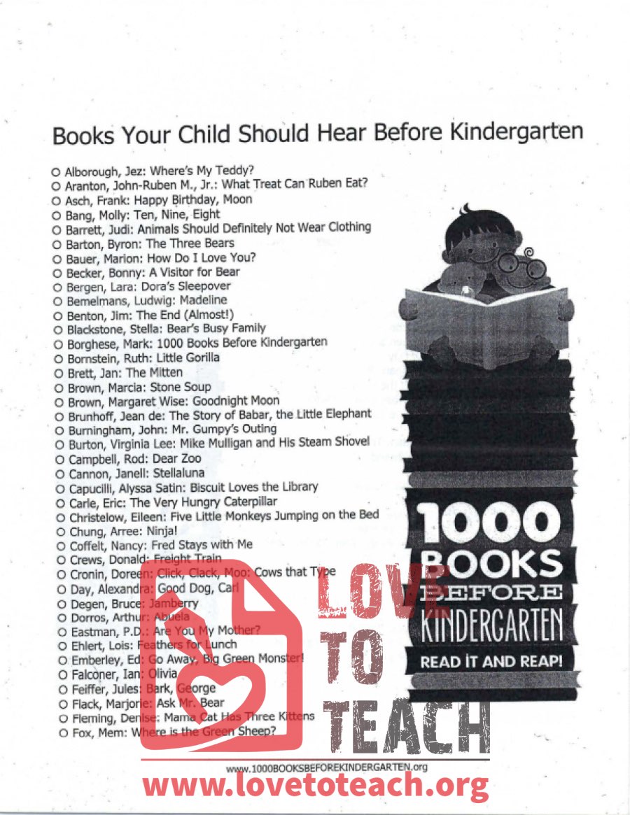 1000 books before Kindergarten