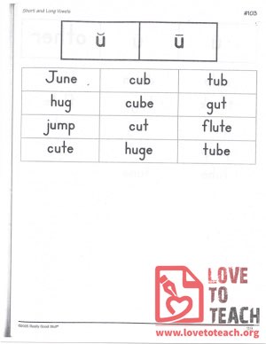 Short and Long Vowels - u