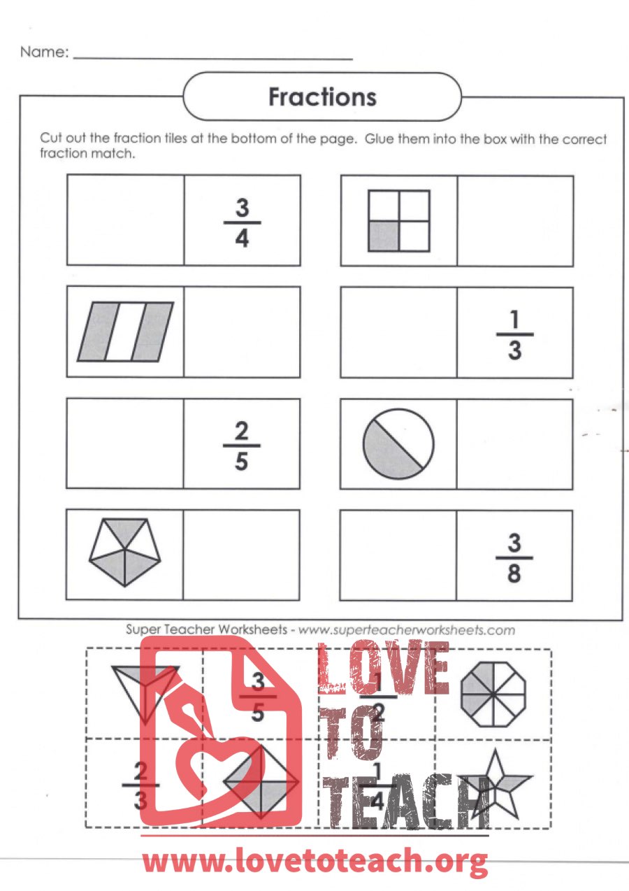 Fractions (Matching) (with Answer Key)