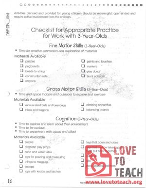 DAP Checklist - 3-8 Year Olds