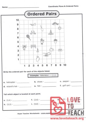 Ordered Pairs (with Answer Key)