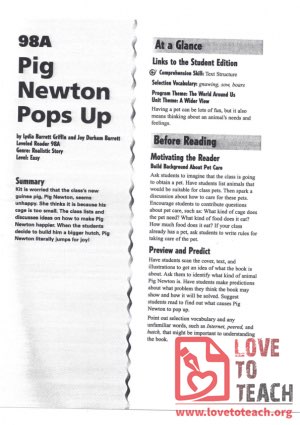 Pig Newton Pops Up - Reading Guide