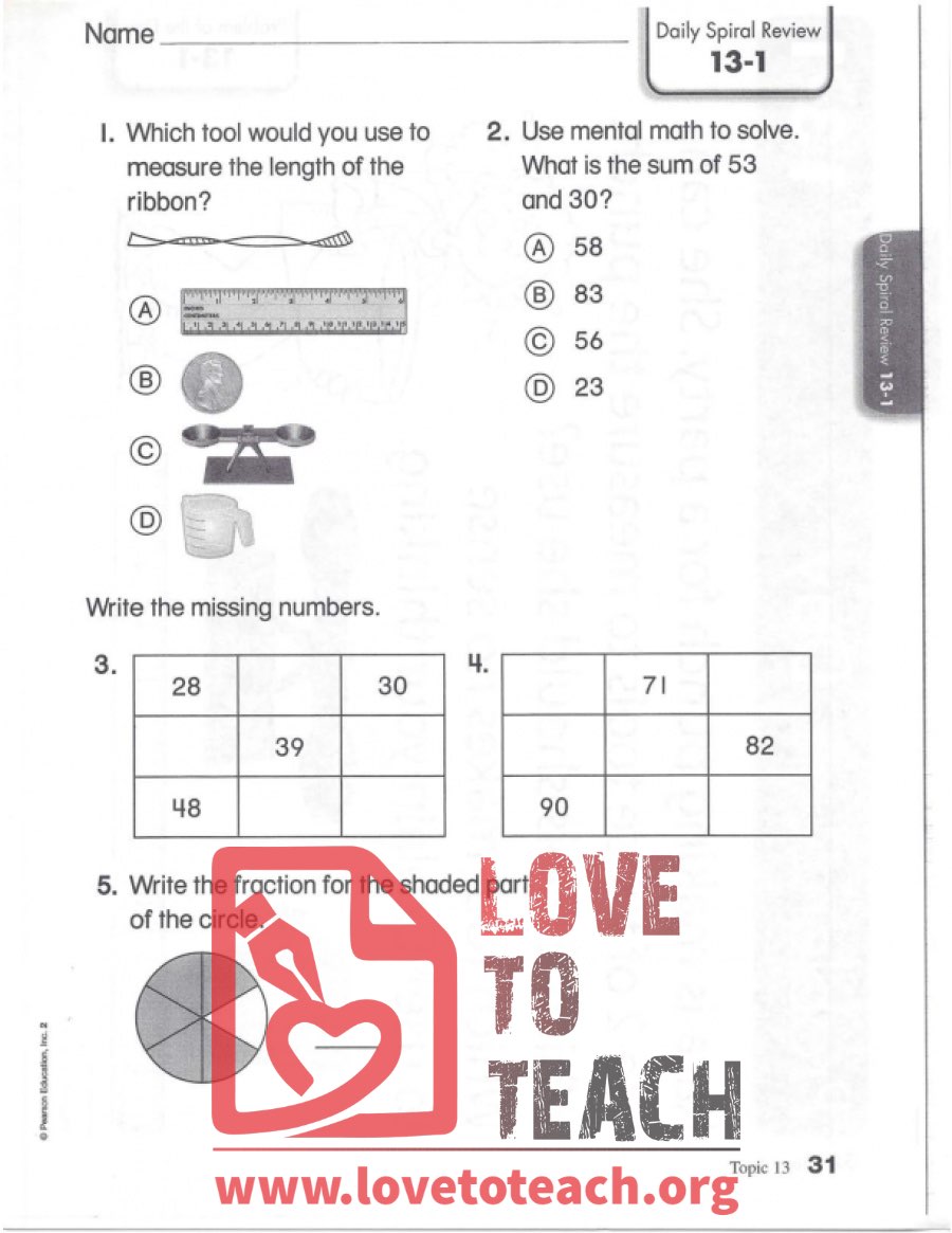 Mental Math, Measurement, Missing Numbers Review