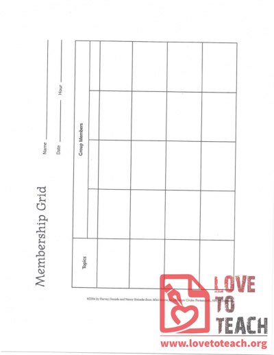 Literature Circles Membership Grid