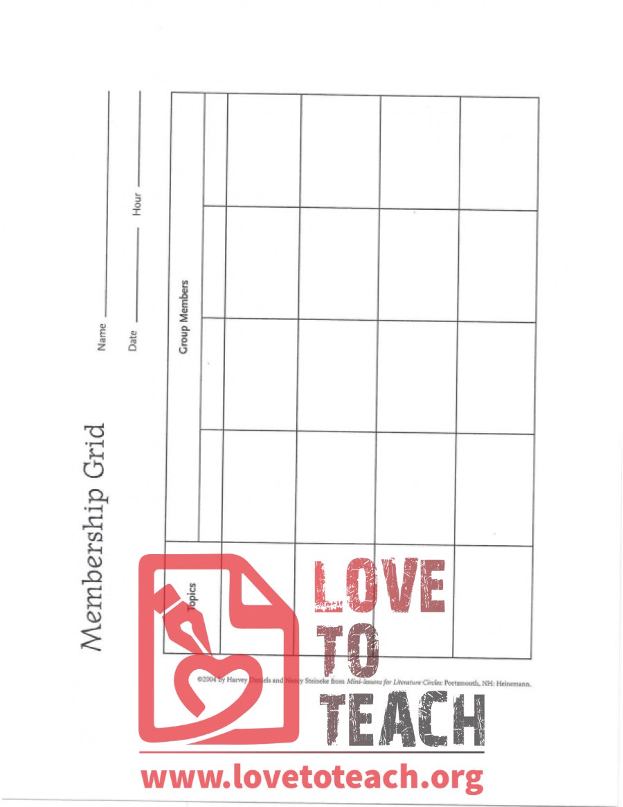 Literature Circles Membership Grid