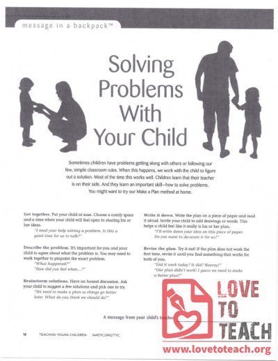 Message in a Backpack - Solving Problems with your Child