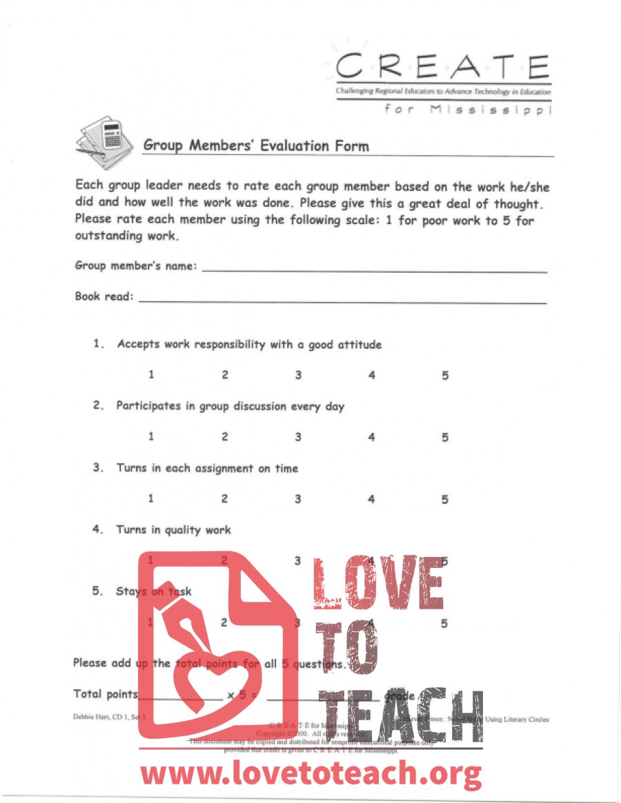 Group Members&#039; Evaluation Form
