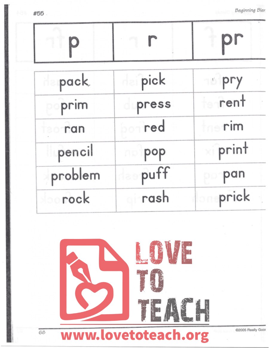 Beginning Blends - p, r, pr