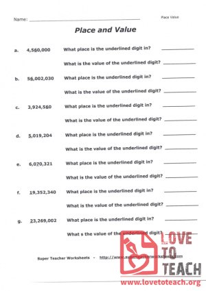 Place and Value (with Answer Key)