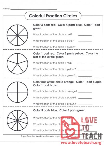 Colorful Fraction Circles (with Answer Key)